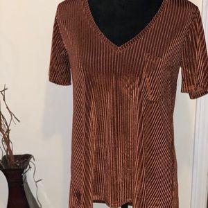 POL corduroy top, v-neck, brown, small